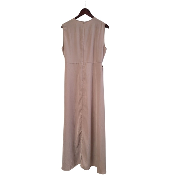 New Inayah Almond Sleeveless Slip Maxi Dress With Tie Size XL 56 Modest - Picture 3 of 5